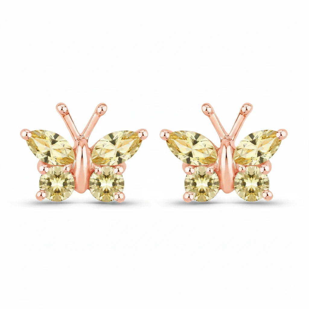 Marquise Round Cut Butterfly Stud Earrings