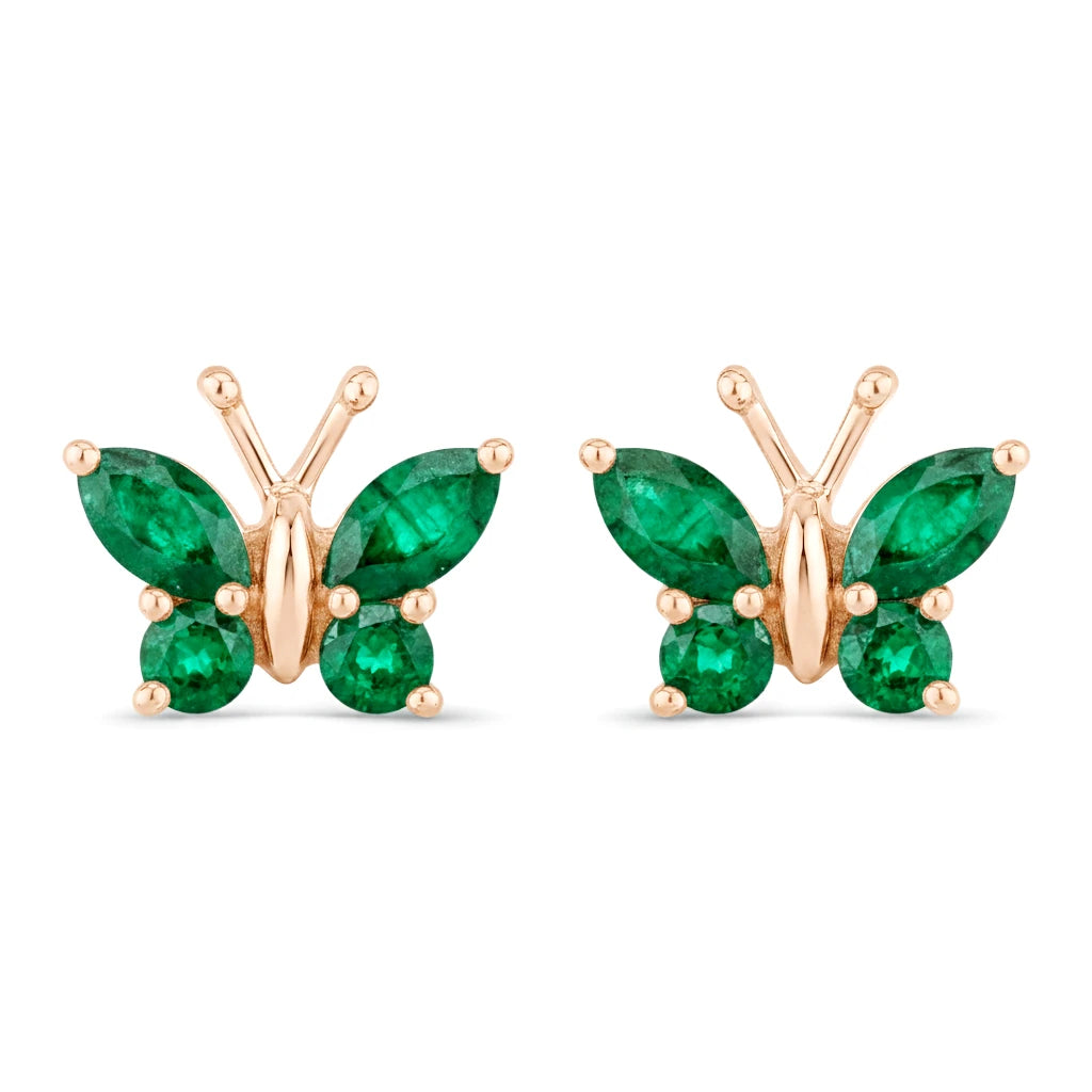 Marquise Round Cut Butterfly Stud Earrings
