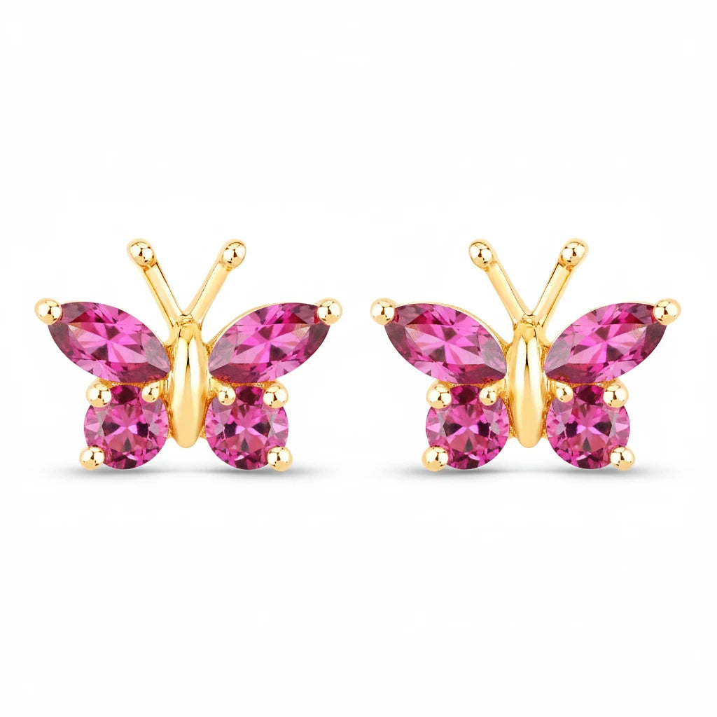 Marquise Round Cut Butterfly Stud Earrings