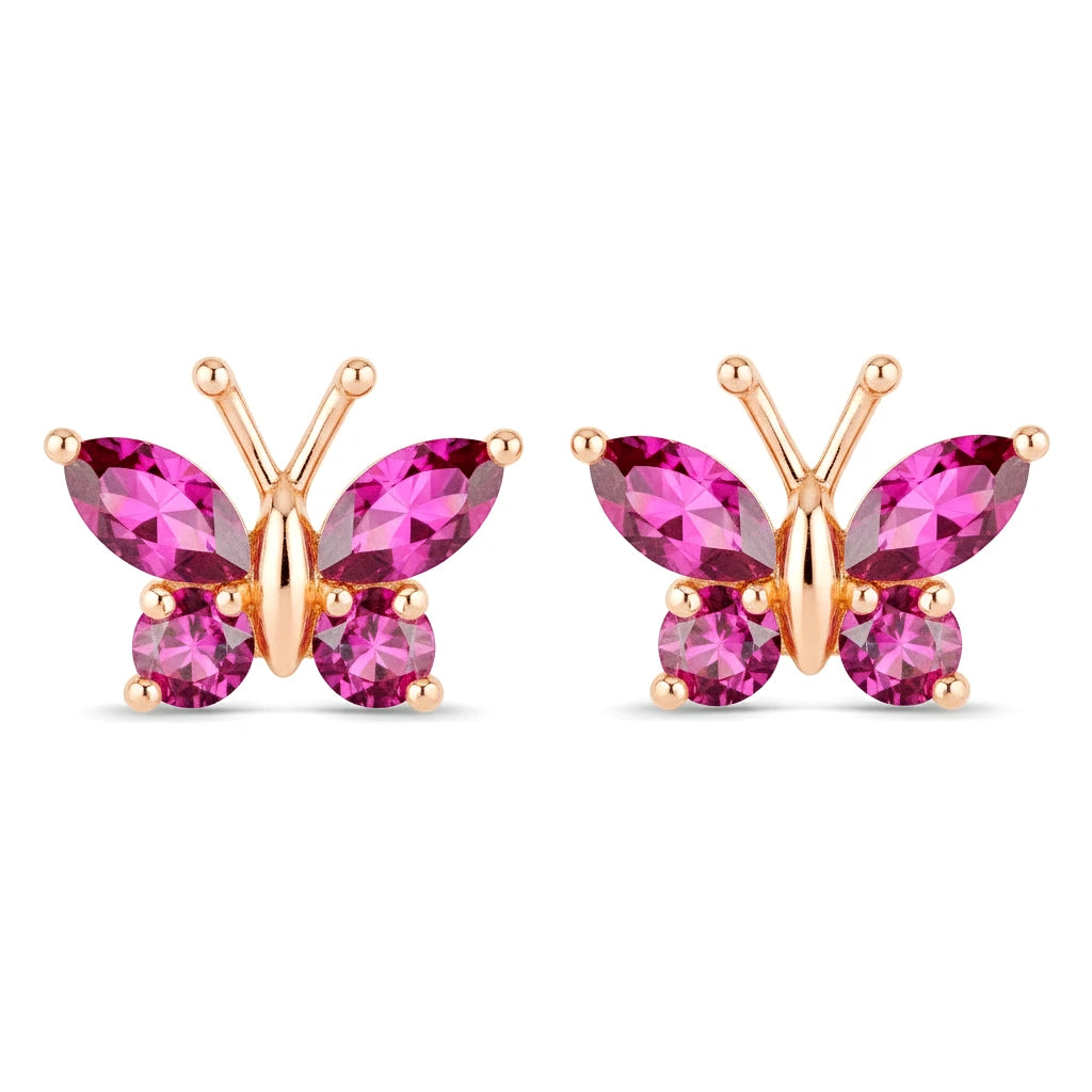 Marquise Round Cut Butterfly Stud Earrings