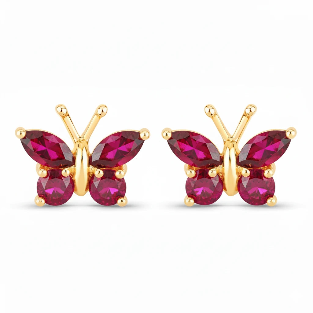 Marquise Round Cut Butterfly Stud Earrings