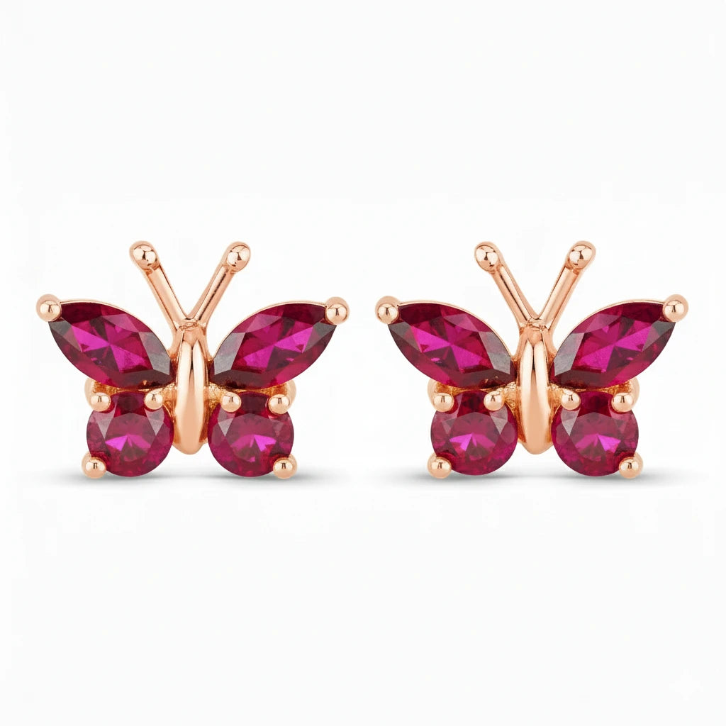 Marquise Round Cut Butterfly Stud Earrings