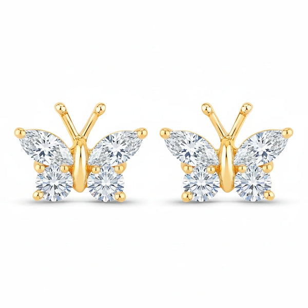 Marquise Round Cut Butterfly Stud Earrings