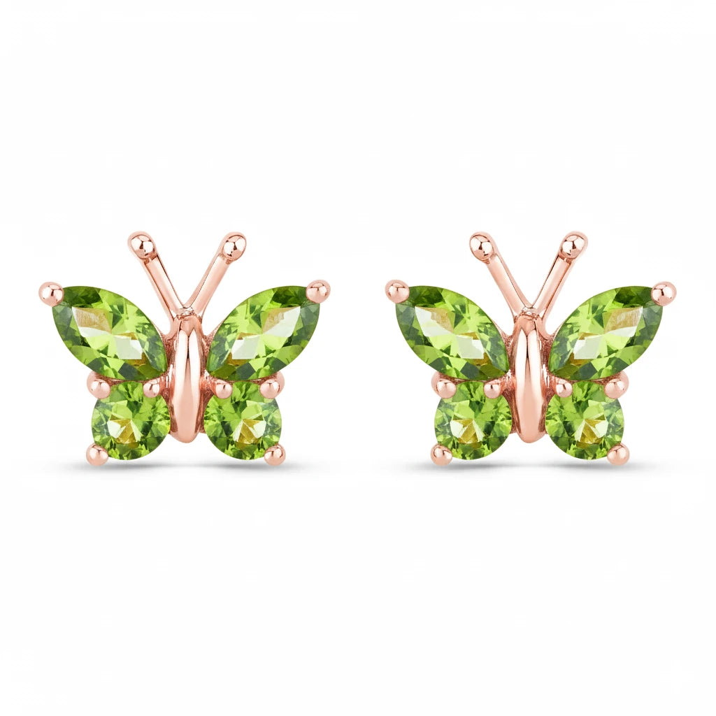 Marquise Round Cut Butterfly Stud Earrings