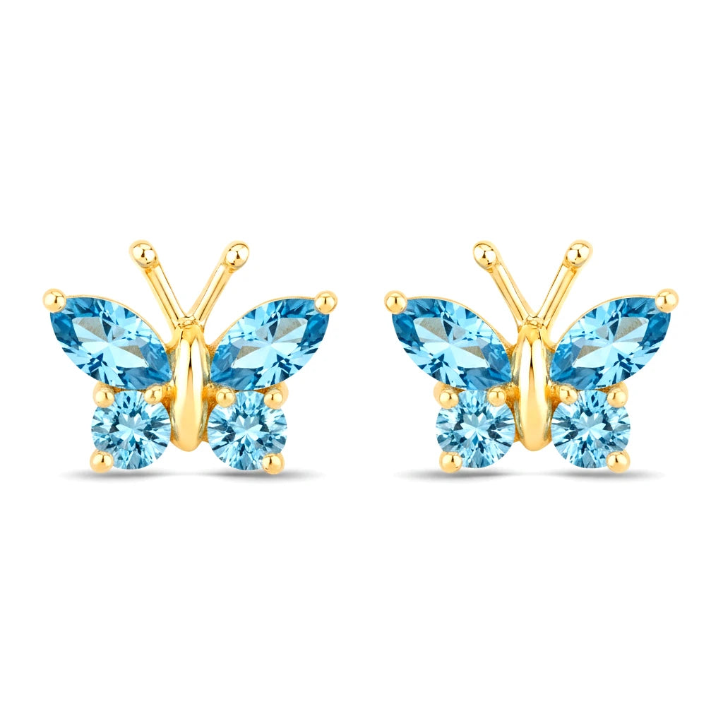 Marquise Round Cut Butterfly Stud Earrings
