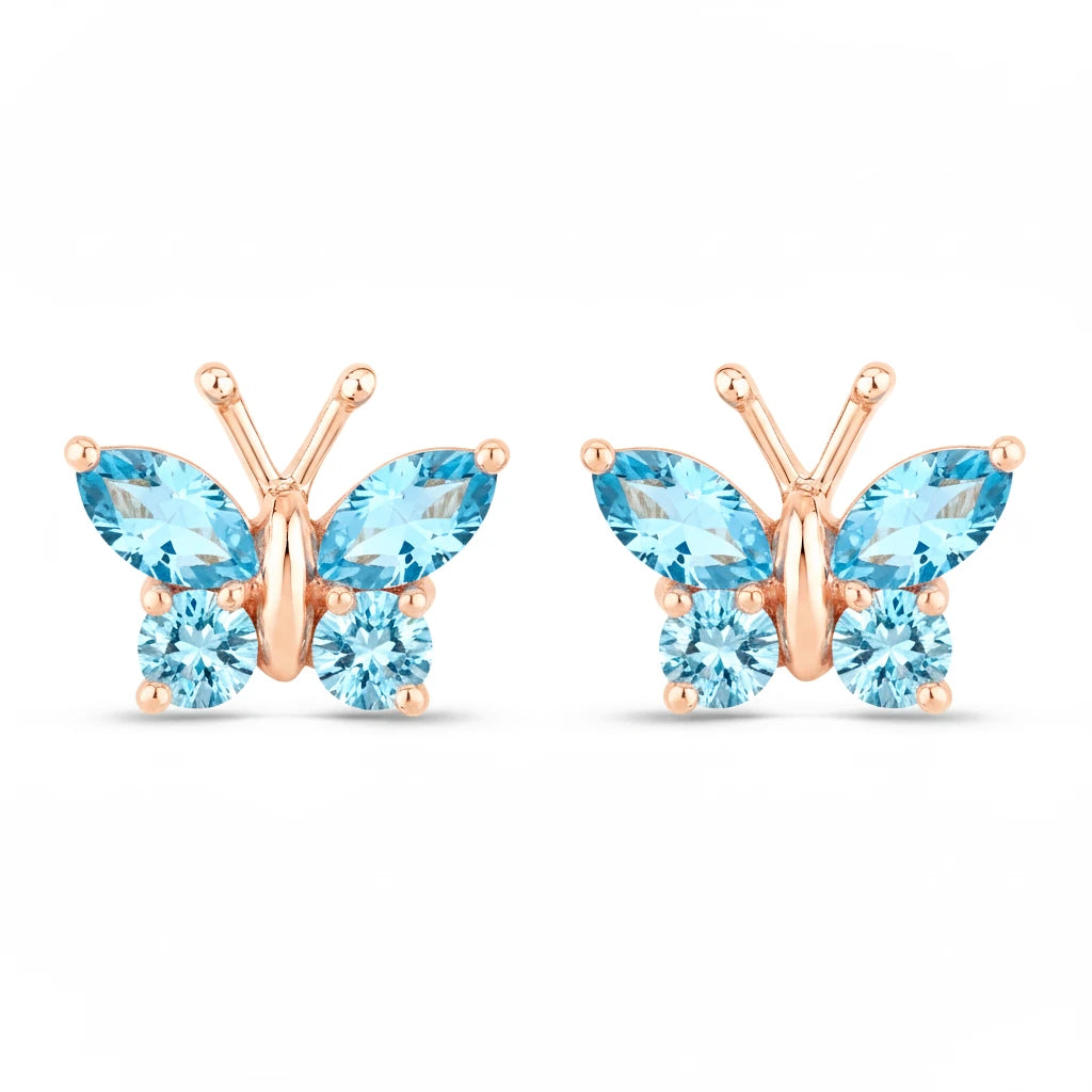 Marquise Round Cut Butterfly Stud Earrings