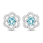Round Cut Diamond Flower Stud Earrings