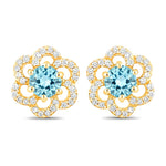 Round Cut Diamond Flower Stud Earrings