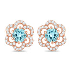 Round Cut Diamond Flower Stud Earrings