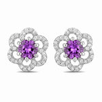 Round Cut Diamond Flower Stud Earrings