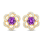 Round Cut Diamond Flower Stud Earrings