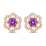 Round Cut Diamond Flower Stud Earrings