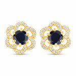 Round Cut Diamond Flower Stud Earrings