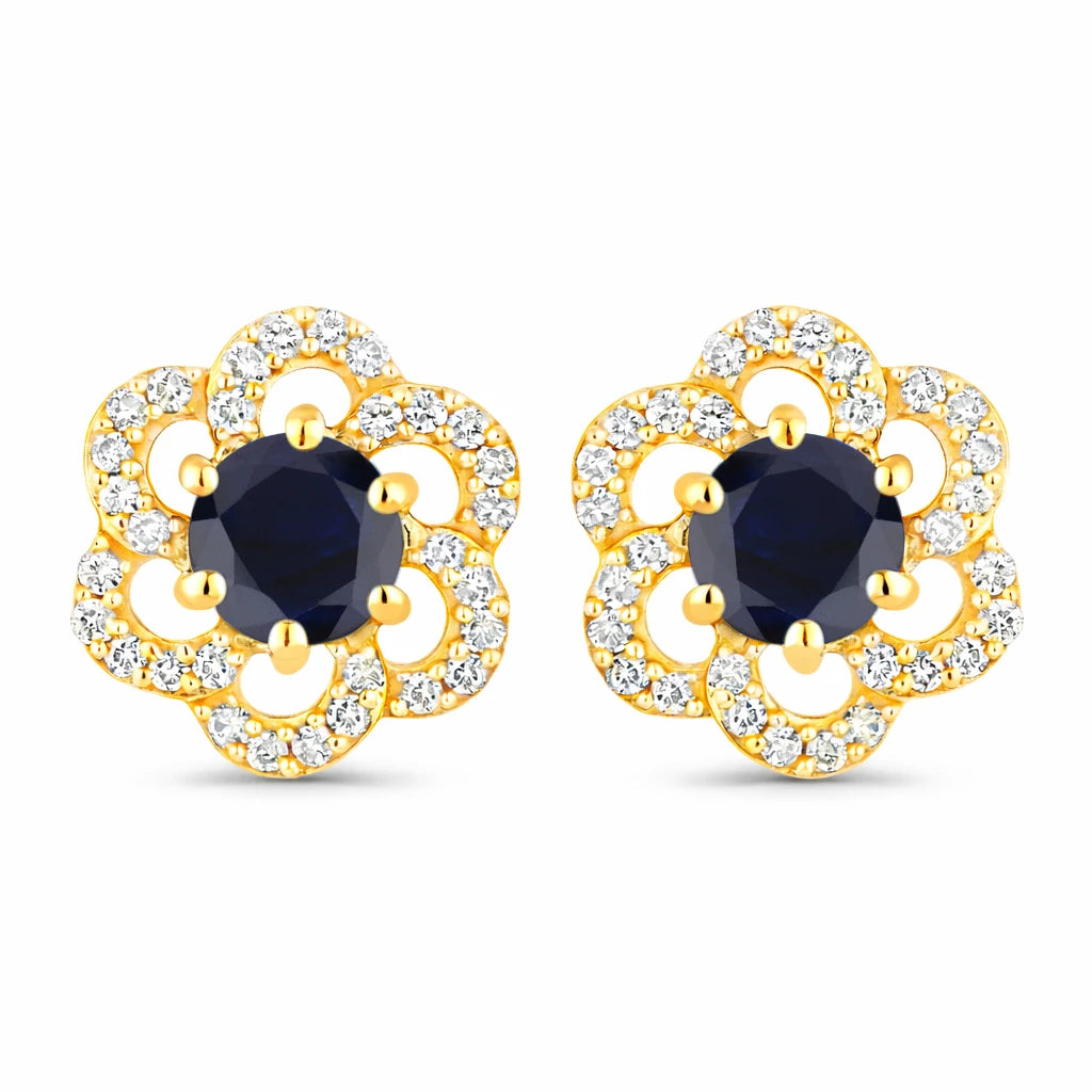 Round Cut Diamond Flower Stud Earrings