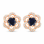 Round Cut Diamond Flower Stud Earrings