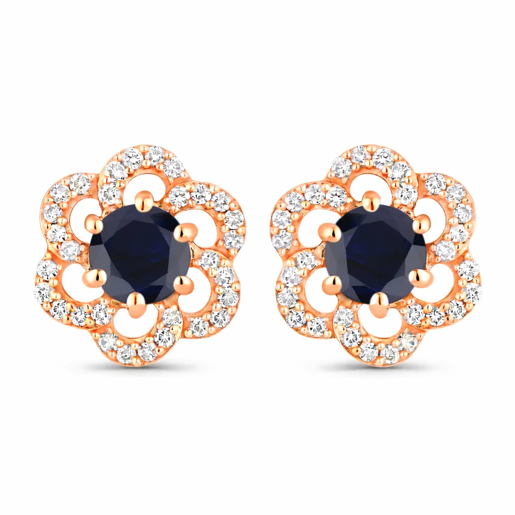 Round Cut Diamond Flower Stud Earrings