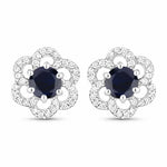 Round Cut Diamond Flower Stud Earrings