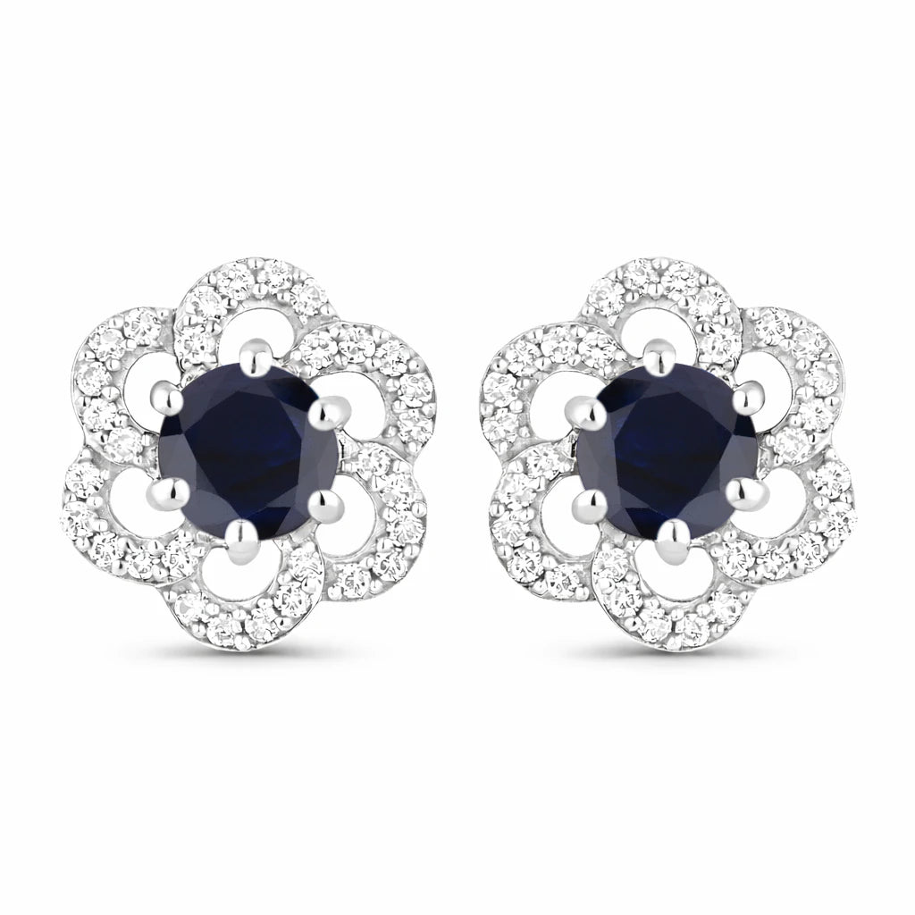 Round Cut Diamond Flower Stud Earrings