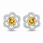 Round Cut Diamond Flower Stud Earrings