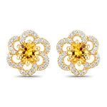 Round Cut Diamond Flower Stud Earrings