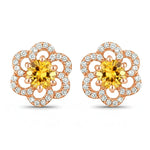 Round Cut Diamond Flower Stud Earrings