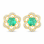 Round Cut Diamond Flower Stud Earrings