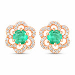 Round Cut Diamond Flower Stud Earrings