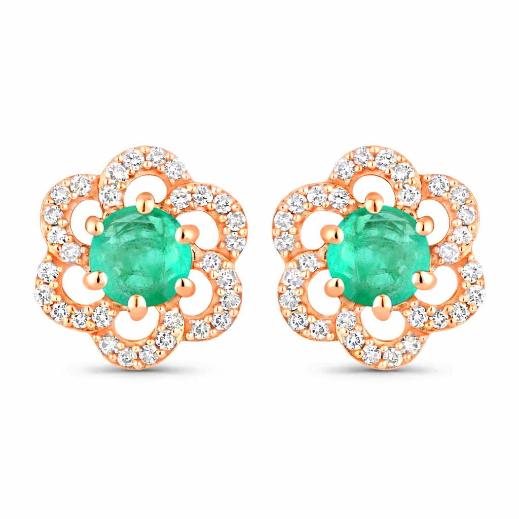 Round Cut Diamond Flower Stud Earrings