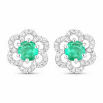 Round Cut Diamond Flower Stud Earrings