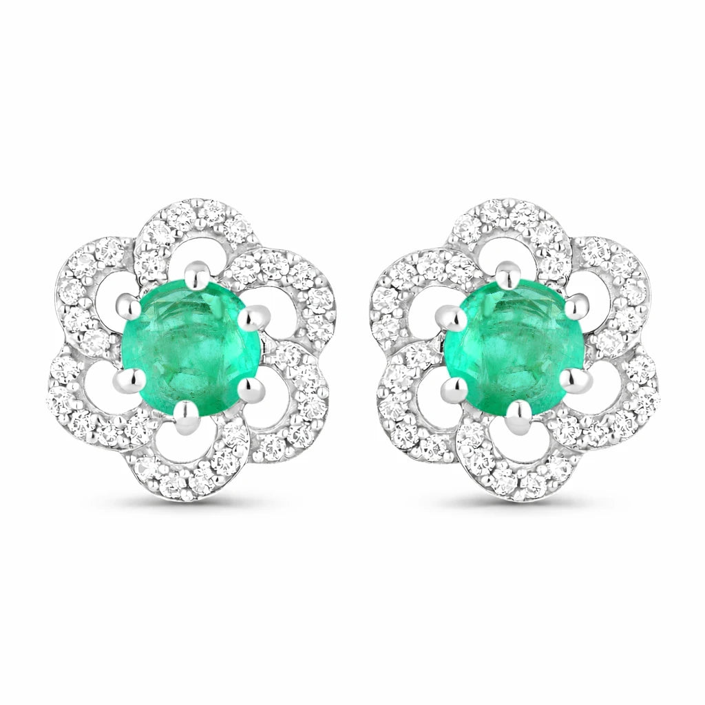 Round Cut Diamond Flower Stud Earrings