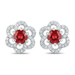 Round Cut Diamond Flower Stud Earrings