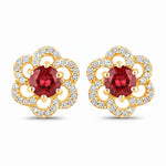 Round Cut Diamond Flower Stud Earrings