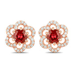 Round Cut Diamond Flower Stud Earrings