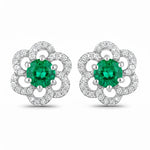 Round Cut Diamond Flower Stud Earrings