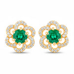 Round Cut Diamond Flower Stud Earrings