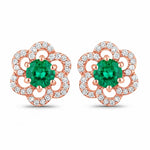 Round Cut Diamond Flower Stud Earrings