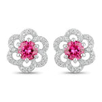 Round Cut Diamond Flower Stud Earrings