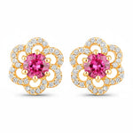 Round Cut Diamond Flower Stud Earrings