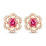 Round Cut Diamond Flower Stud Earrings