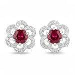 Round Cut Diamond Flower Stud Earrings