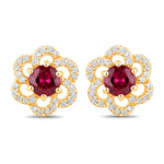 Round Cut Diamond Flower Stud Earrings