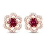 Round Cut Diamond Flower Stud Earrings