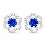 Round Cut Diamond Flower Stud Earrings