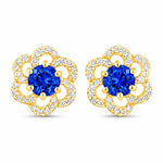 Round Cut Diamond Flower Stud Earrings