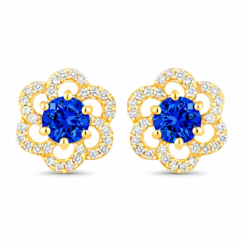 Round Cut Diamond Flower Stud Earrings