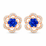 Round Cut Diamond Flower Stud Earrings