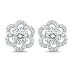 Round Cut Diamond Flower Stud Earrings
