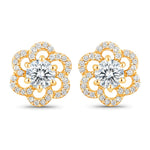 Round Cut Diamond Flower Stud Earrings