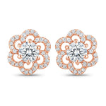 Round Cut Diamond Flower Stud Earrings