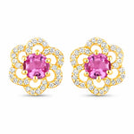 Round Cut Diamond Flower Stud Earrings